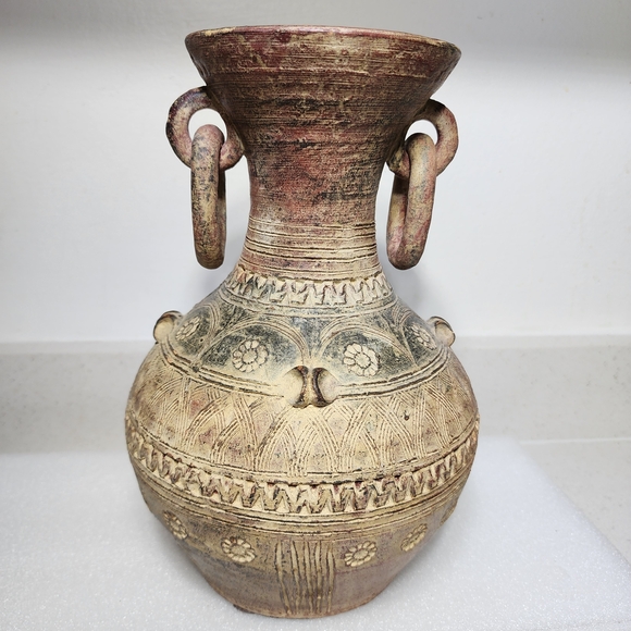 Other - Vintage Tribal Style Ceramic Red Clay Vase. Pottery Decorative Vase
